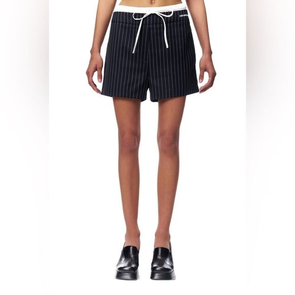 NWOT Ann Andelman black striped drawstring shorts - Picture 4 of 8